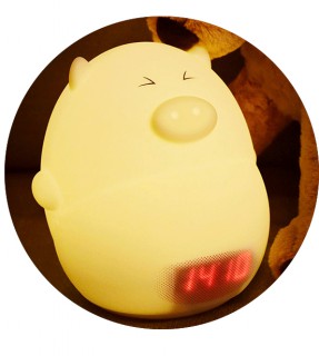 Pig alarm clock night light speaker